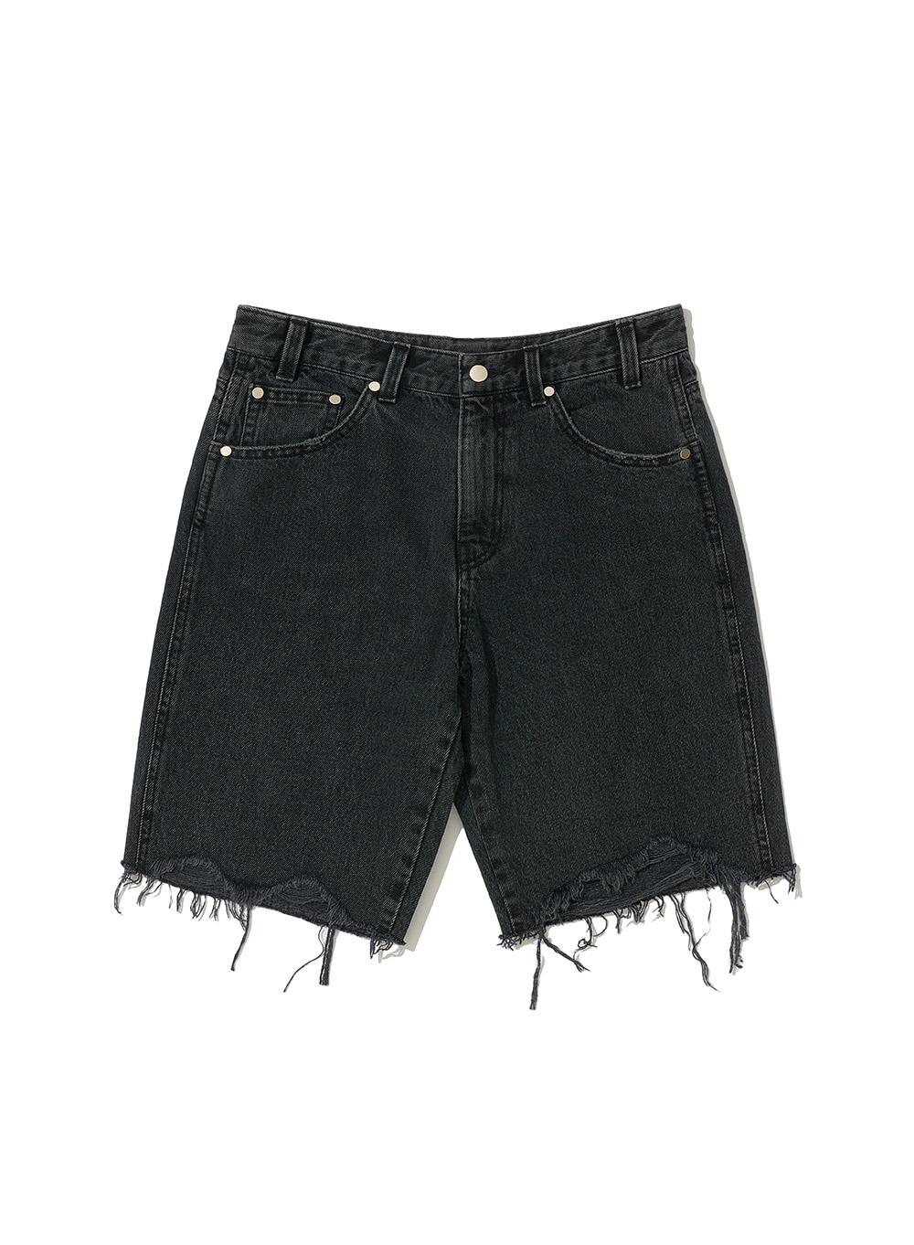 [WOMEN] CUT OFF BERMUDA JEANS_BLACK