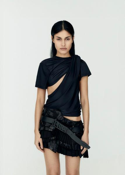 Asymmetric Draped Top Black
