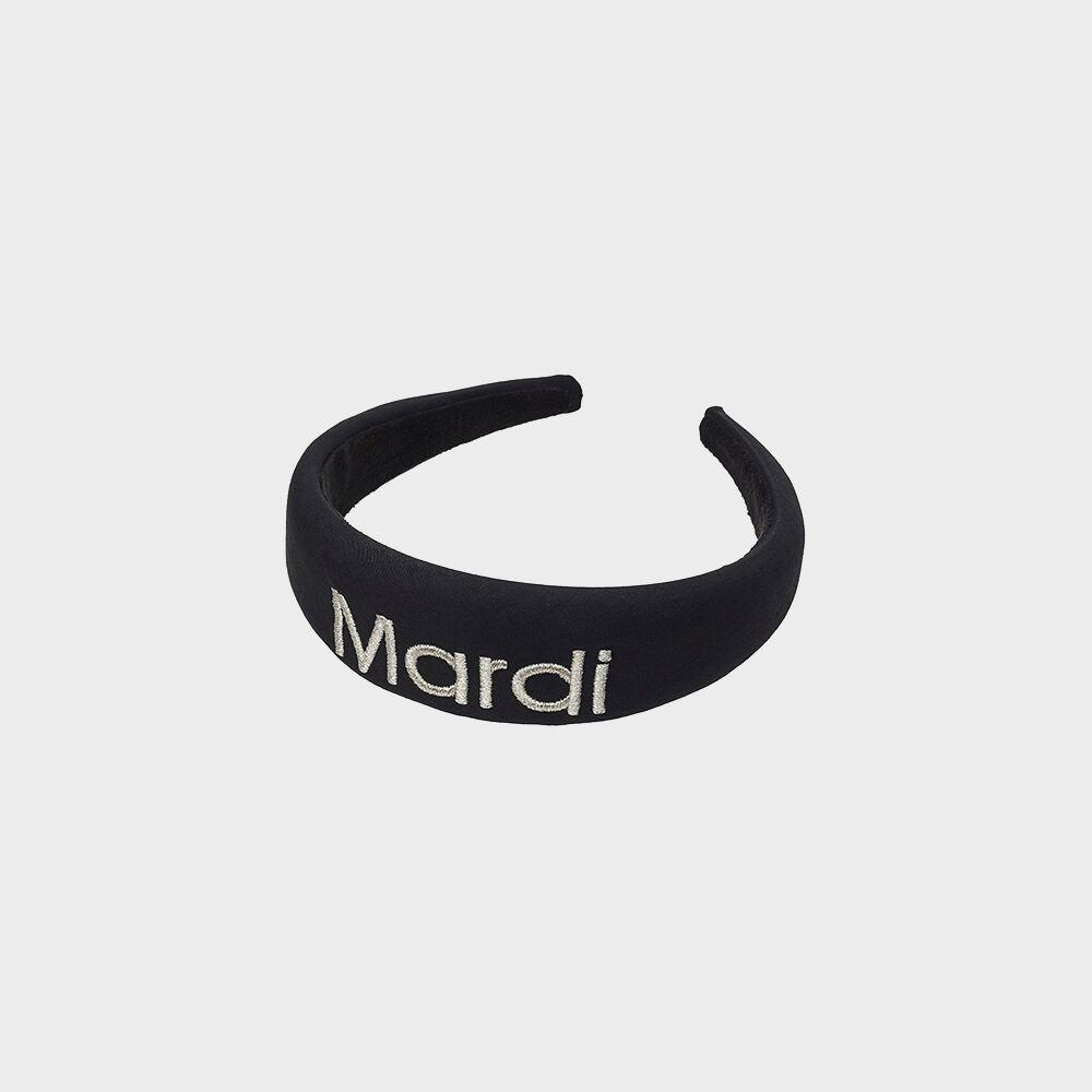 HAIR BAND LOGO METALLIC NEEDLEWORK_BLACK SILVER