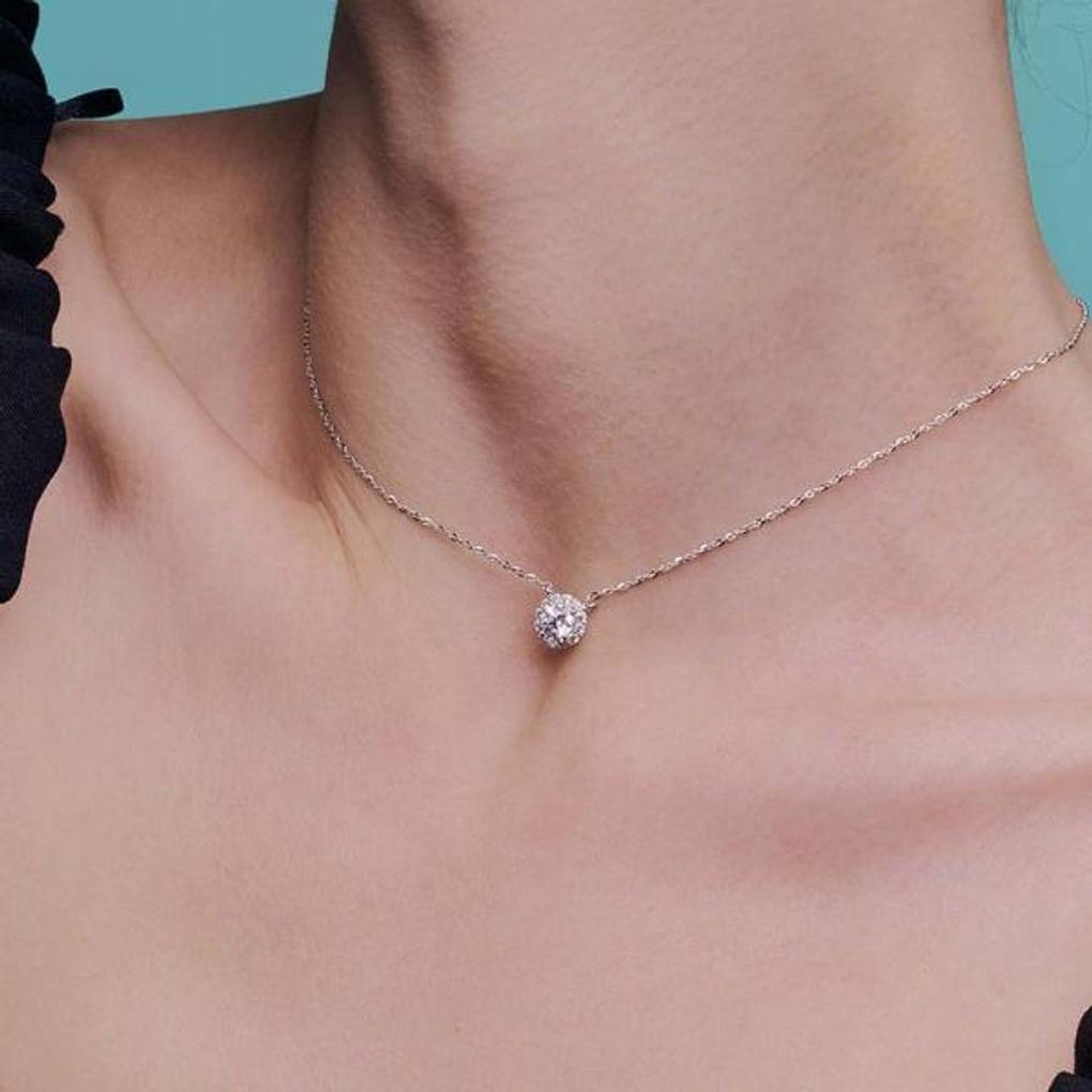 [오늘출발] [퓨어몬드] 시뮬럿다이아 0.5ct 헤일로 목걸이 OTS321401DWW