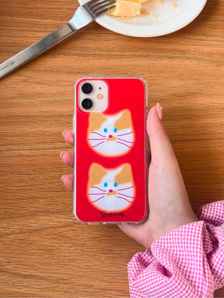 구디버디, 오렌지태비(RED) 맥세이프 투명 아이폰 15 프로 폰케이스