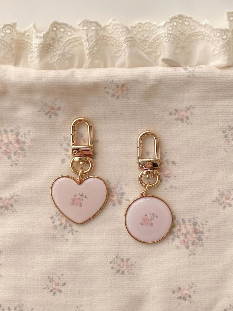 로즈레터 장미 금장키링 (하트,원형)