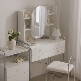 나무뜰 루스 미드센츄리 슬라이딩 거울 서랍 수납 콘솔 화장대 CNM237C (착불)