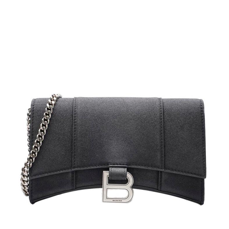 블랙 글리터 아워글래스 WOC 체인 크로스백