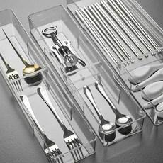 내맘대로 칸조절 투명 수저함 서랍 숟가락 포크 젓가락 정리 분리 정리함, 투명칸조절/기본, 1개