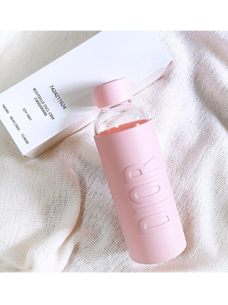 디올 CD 별 로고 글라스 물통 병 보틀 텀블러 핑크
