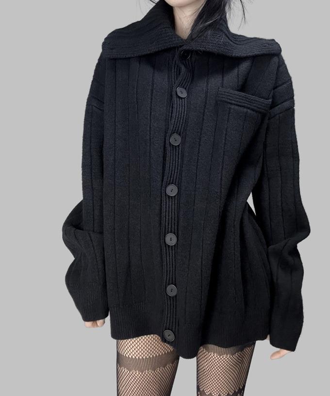 니트 가디건 자켓 블랙