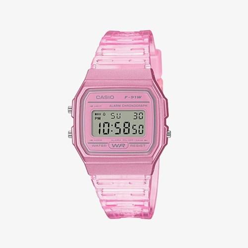 카시오 투명 남자여자 시계 F-91WS-4DF