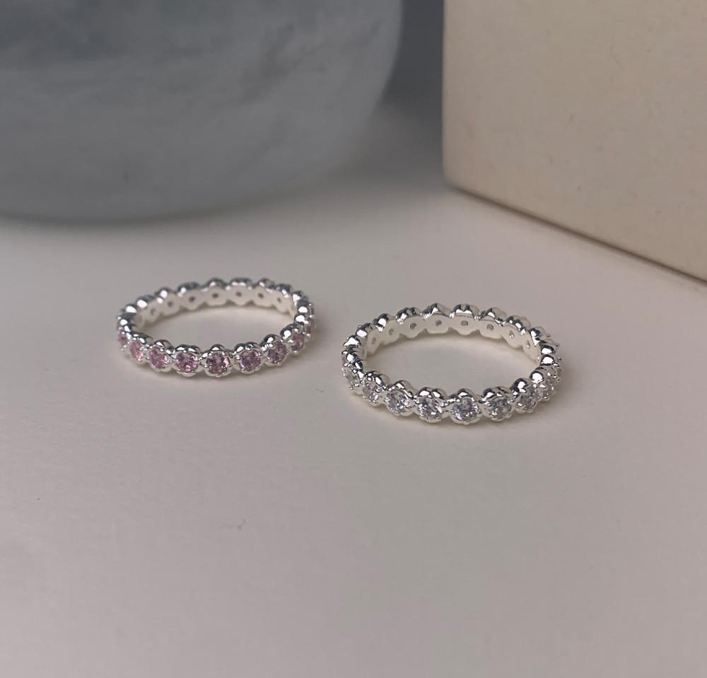 마티크 실버 로즈 스톤 큐빅 실버925 은반지