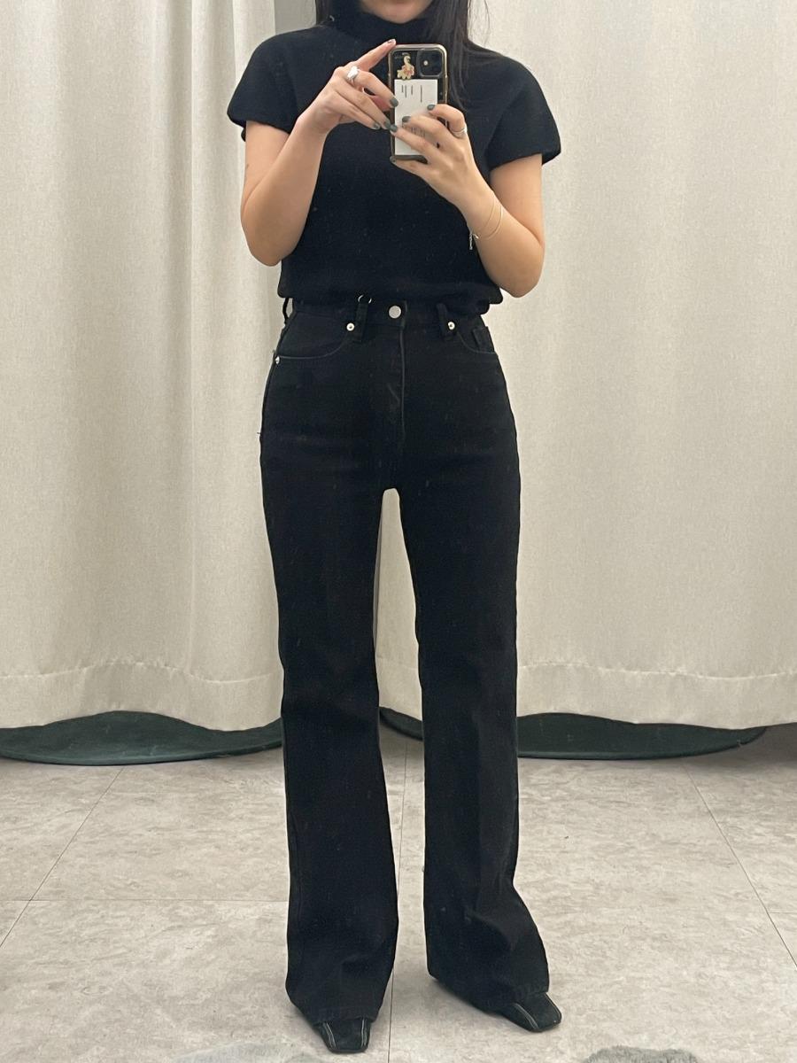 차르 슬림 부츠컷 블랙 진 데님 팬츠 (S,M)