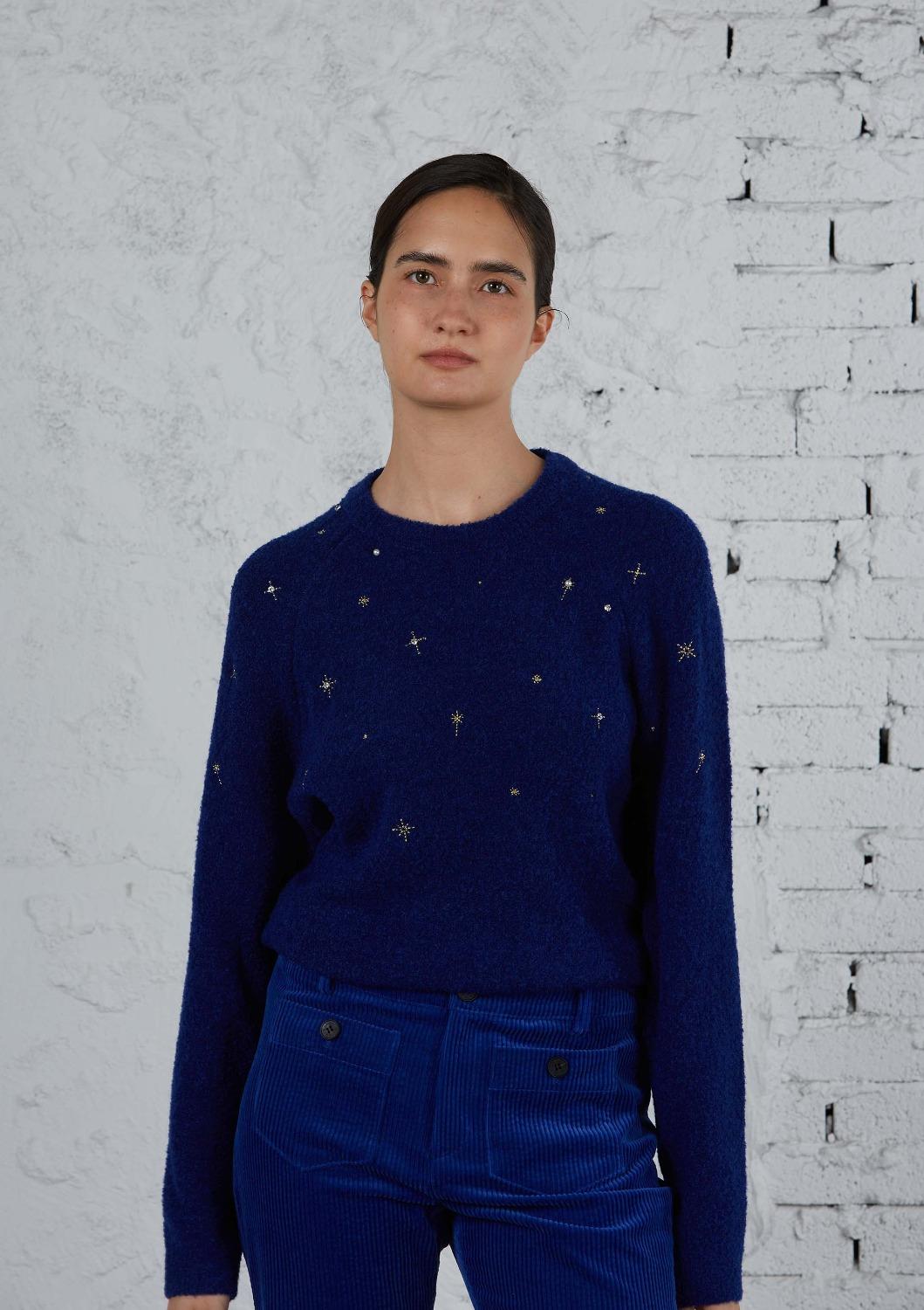Mused Starry Star EMB Knit Pullover - Royal Blue