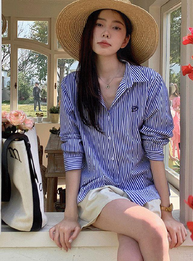 (2color)드봉 스트라이프 루즈핏 셔츠