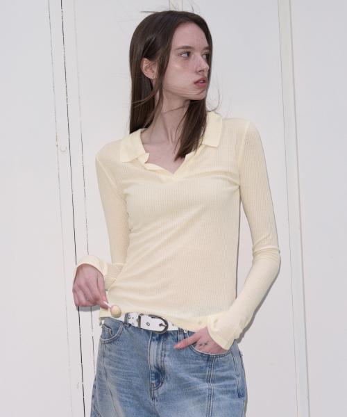 소프트 리브드 카라 탑 [YELLOW]
