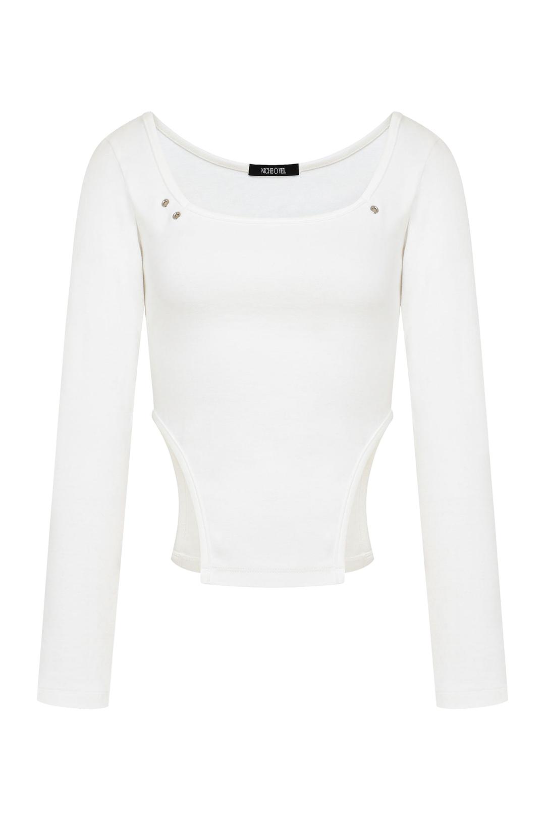 Eyelet side-cut tee (white)