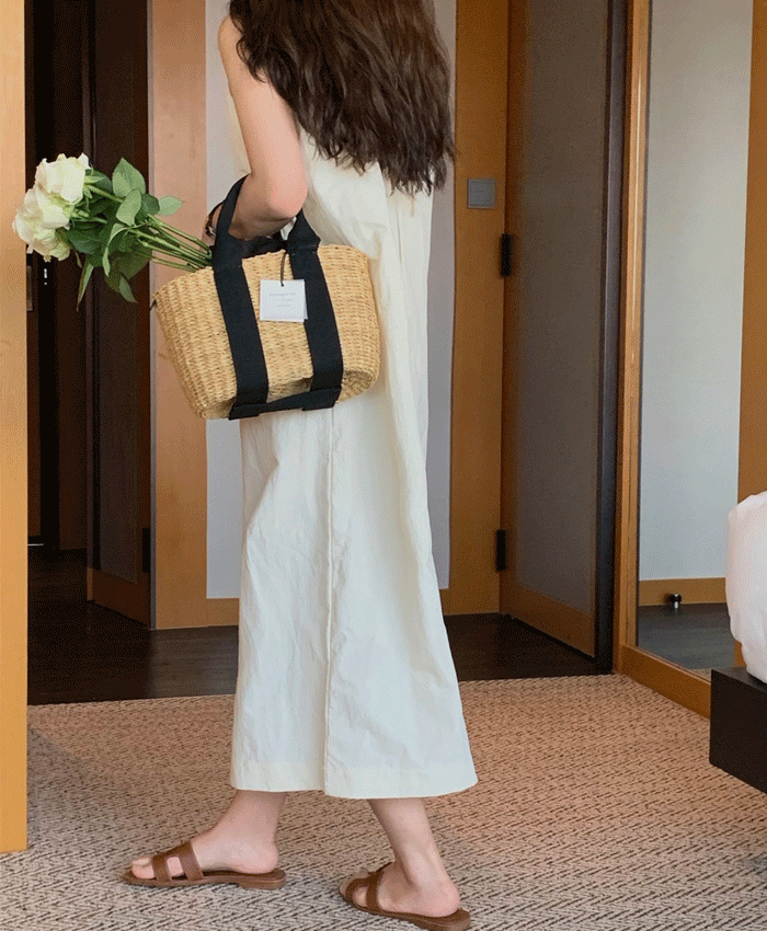 로니 나시 뒷트임 스트랩 여름 롱 원피스(2color)