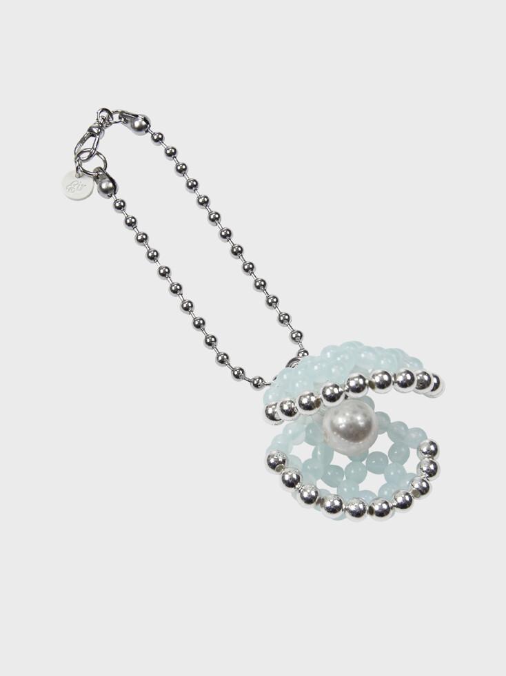 BEADED SEASHELL BAGCHARM (AQUA MINT)