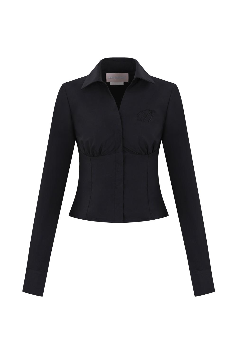 D LOGO V NECK SHIRTS BLACK