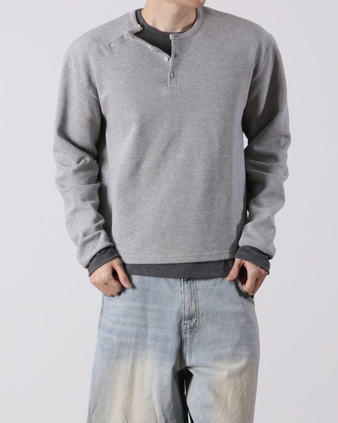 핑거홀 더블 헨리넥 롱슬리브