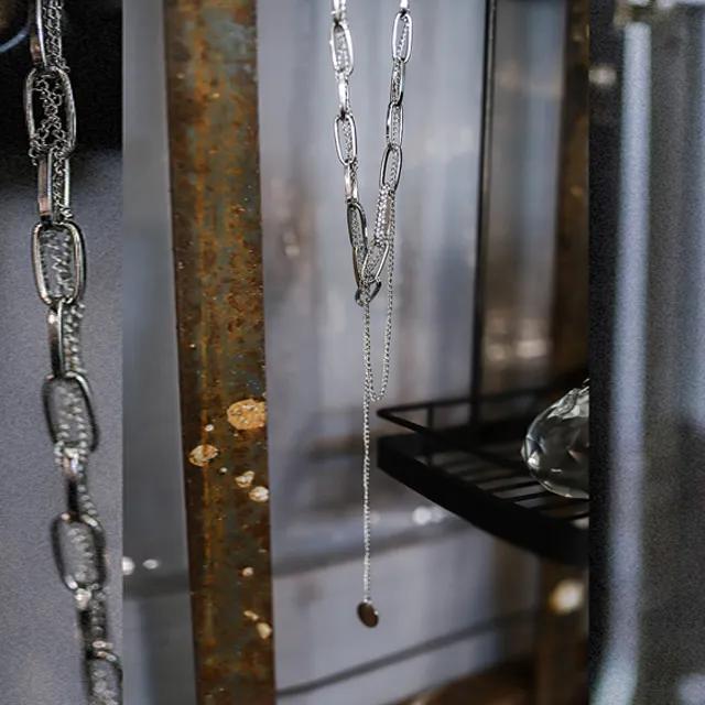 더블 체인 레이어드 투웨이 목걸이