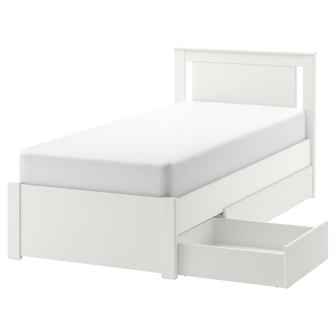 SONGESAND 송에산드 침대프레임+수납상자2 - 화이트 90x200 cm