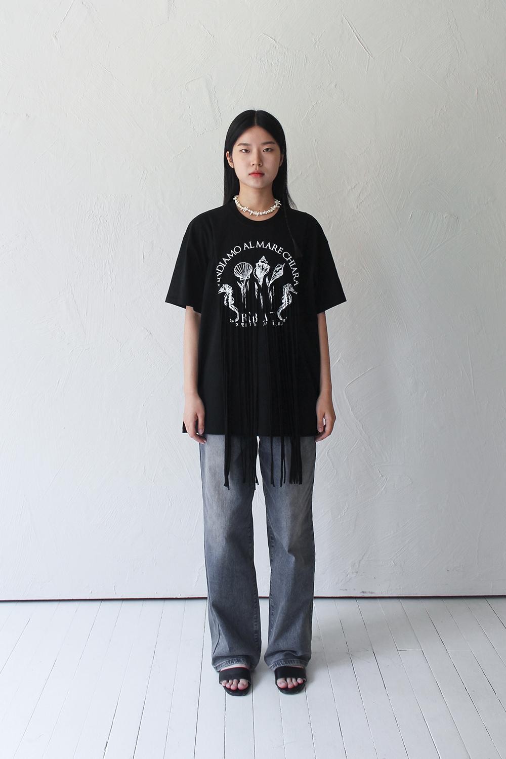 Fringe Printed Tshirt (BLACK)
