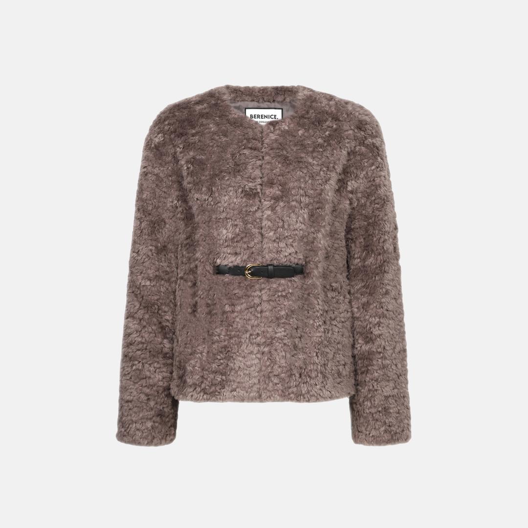 벨트 포인트 페이크퍼 자켓