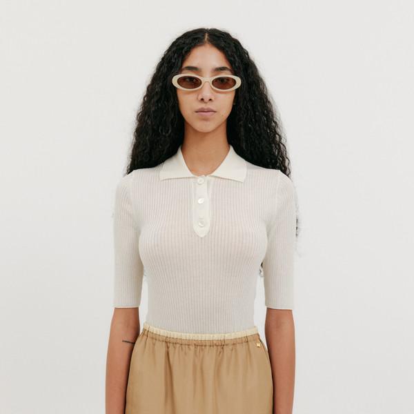 Half Sleeve Knit Top - Cream