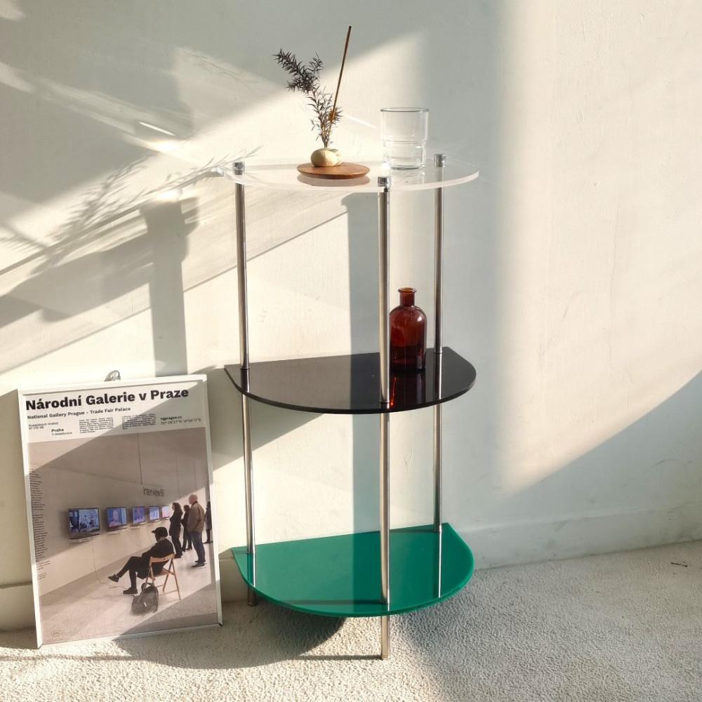 모듈 아크릴 3단 거실 사이드 선반 테이블 반원형 미니 모던 쇼파 인테리어 협탁 장식장