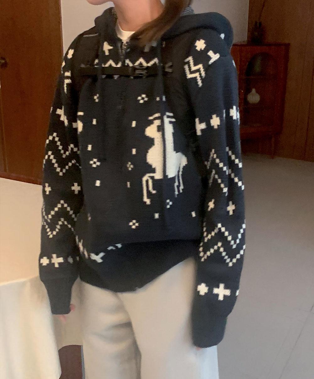 [크리스마스🎄] 가렌 니트후드집업 (2color)