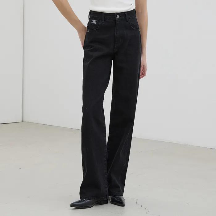 [3차 리오더, 숏기장추가] 시그니쳐 세미 와이드 데님 팬츠_BLACK