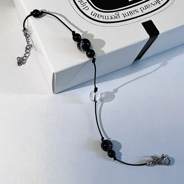 [영롱✨] 호안석 블랙 오닉스 원석 끈 써지컬 여름 팔찌