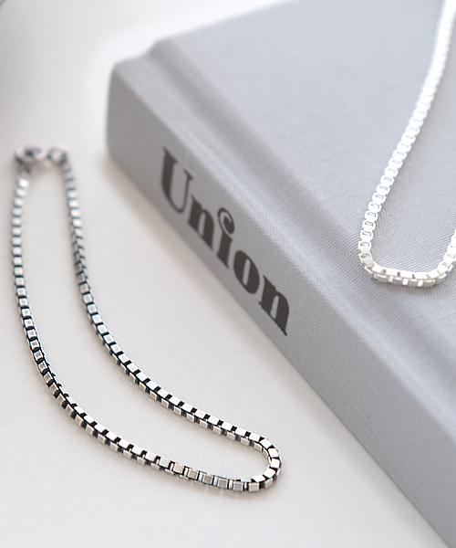 2mm 박스 체인 실버 팔찌 / 엔틱 유화 레이어드 은