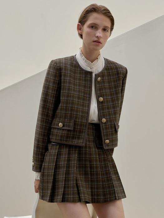 르엘 체크 셋업 플리츠 미니 스커트(SK-4816)