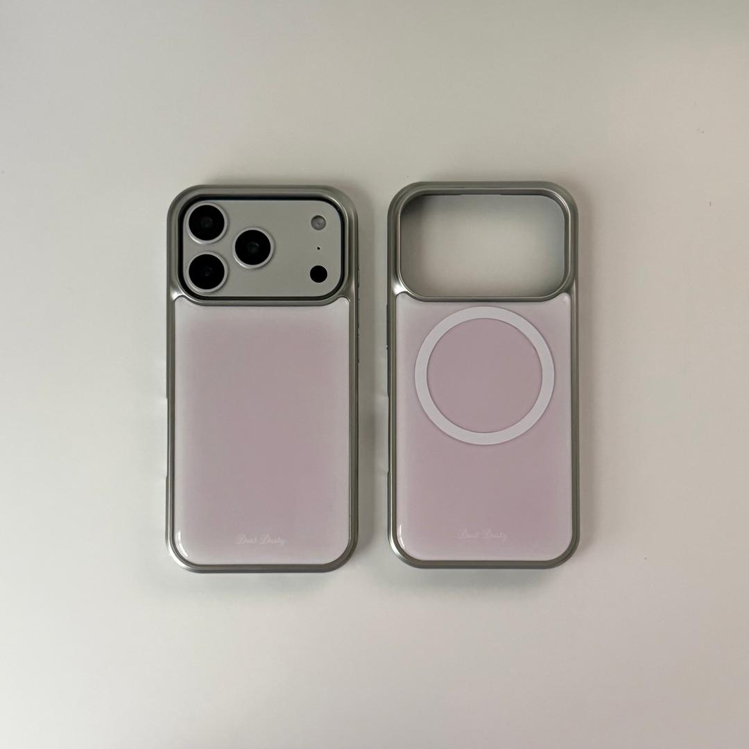 pink silver bumper case [맥세이프 선택 가능]