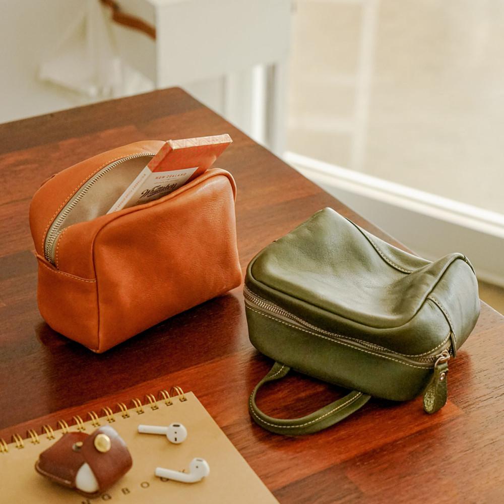 nraw 223ML 플레인 파우치 미니백 손목가방 천연가죽 생리대 한약파우치