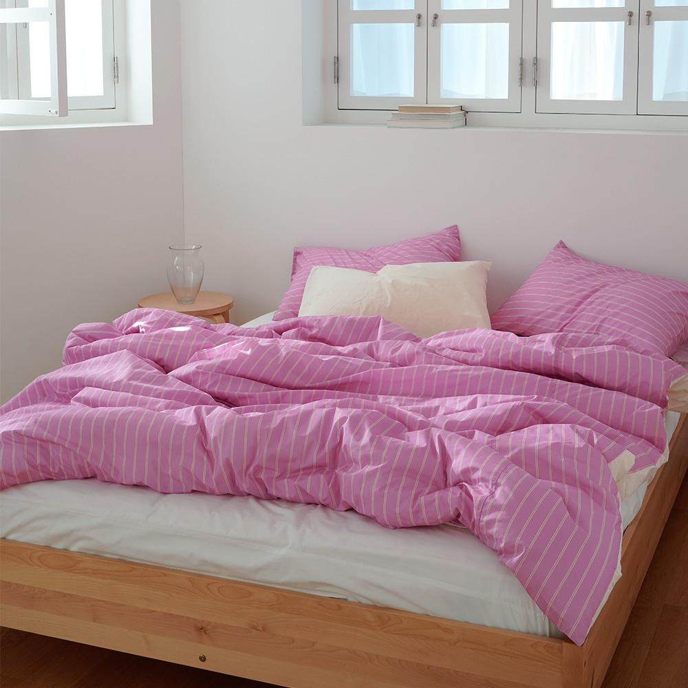 mauve 고밀도 코튼 스트라이프 베딩세트 SS/Q