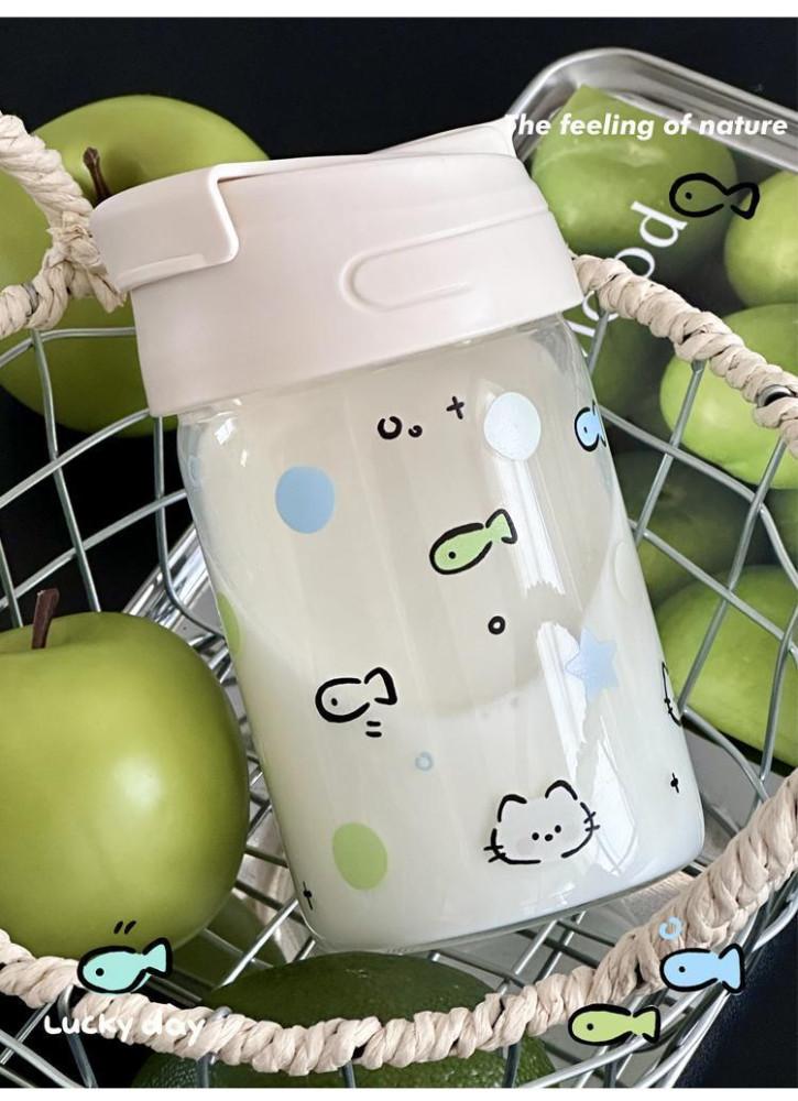 수심 Fish Meow Bottle 피쉬 고양이 유리컵 텀블러 물고기 컵 유니크 선물