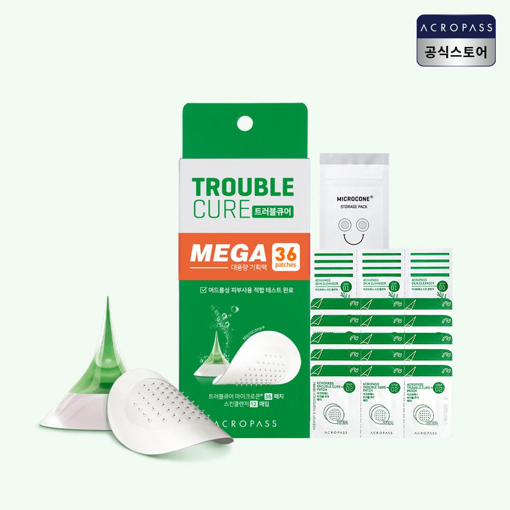 트러블큐어 메가팩 / 대용량 여드름성 피부 적합 니들 패치 / 36패치+스킨클렌저 12매