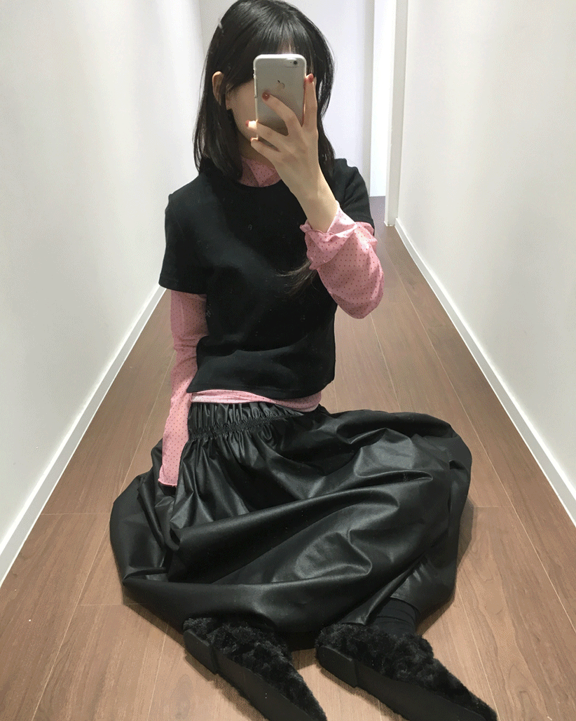 쉬어 도트 폴라 티셔츠 (3color)