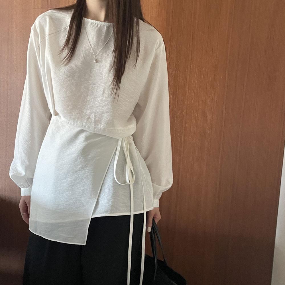 무드프랑 도나 시어 랩 레이어드 텐셀 간절기 봄 가을 하객룩 블라우스