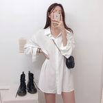 [*오늘!당일출고*살안타템/오버핏!] 실크 원피스같은 남친핏 셔츠 남방