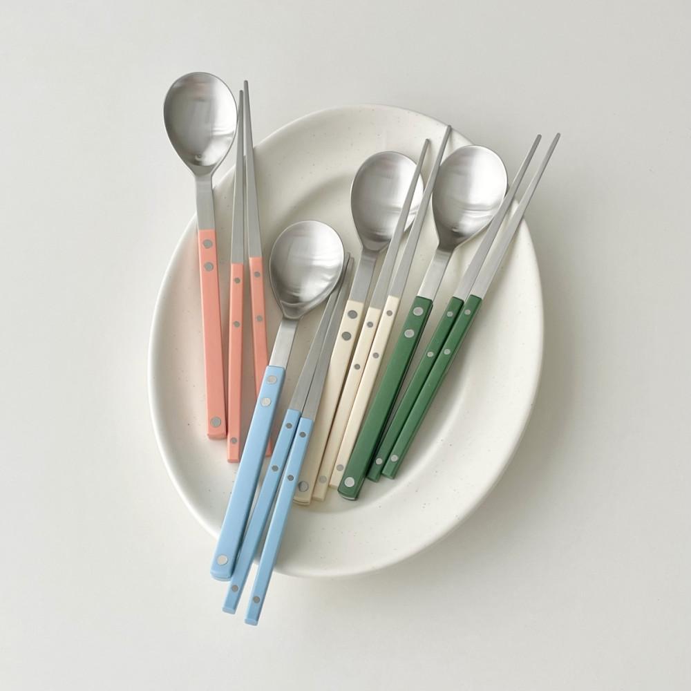 파스텔 스텐 신혼부부 한식수저 커트러리 숟가락 젓가락 수저세트