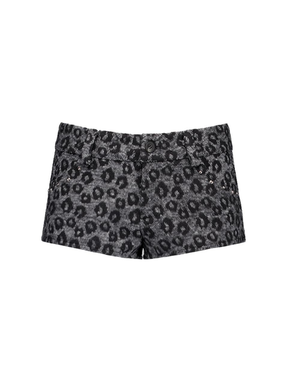 LEOPARD SHORT PANTS / CHACOAL
