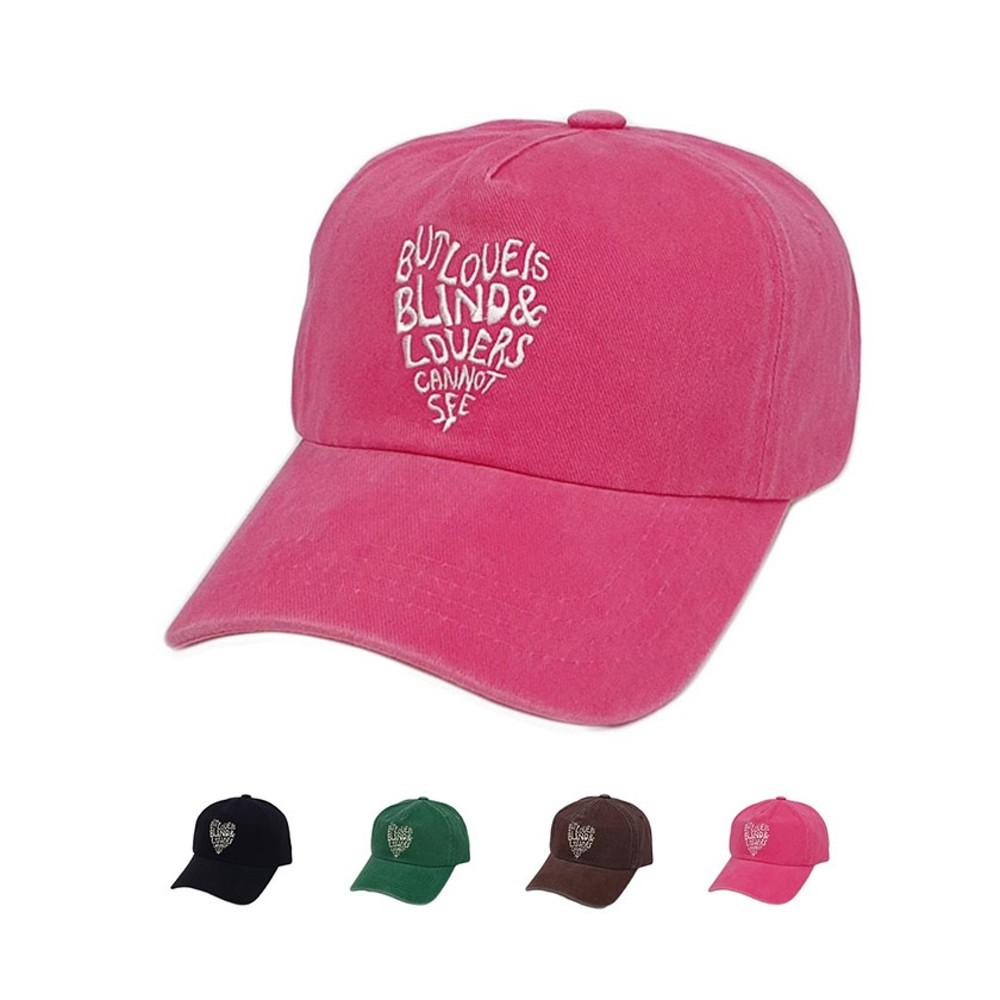 4color LOVE BLIND 하트 레터링 소프트 워싱볼캡 러브 블라인드 자수모자