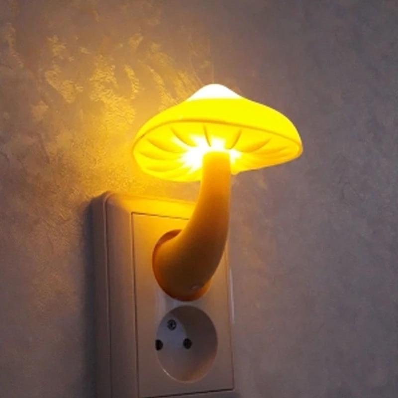 LED 야간 조명 버섯 벽 램프 EU 플러그 조명 제어 유도 에너지 절약 환경 보호 침실 램프 홈 데코
