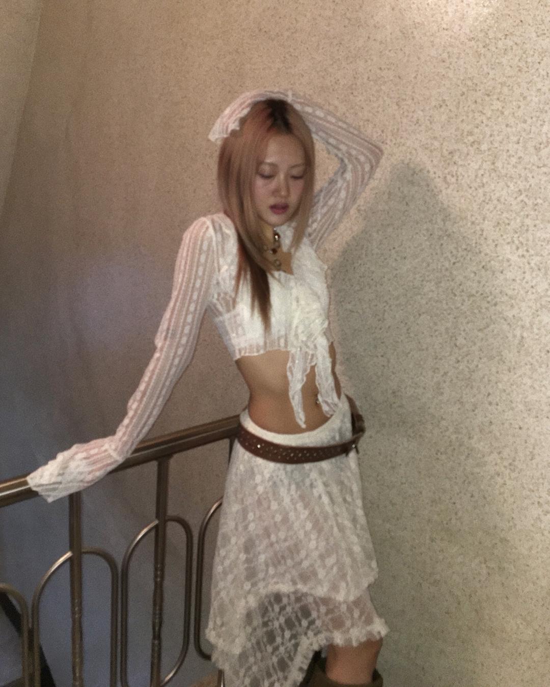see-through lace frill cardigan