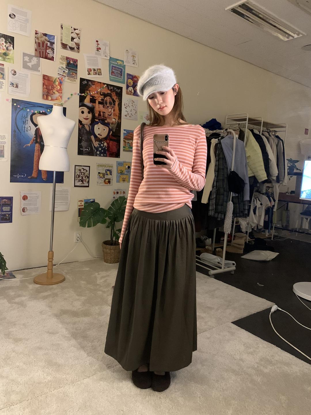 shirring soft maxi skirt