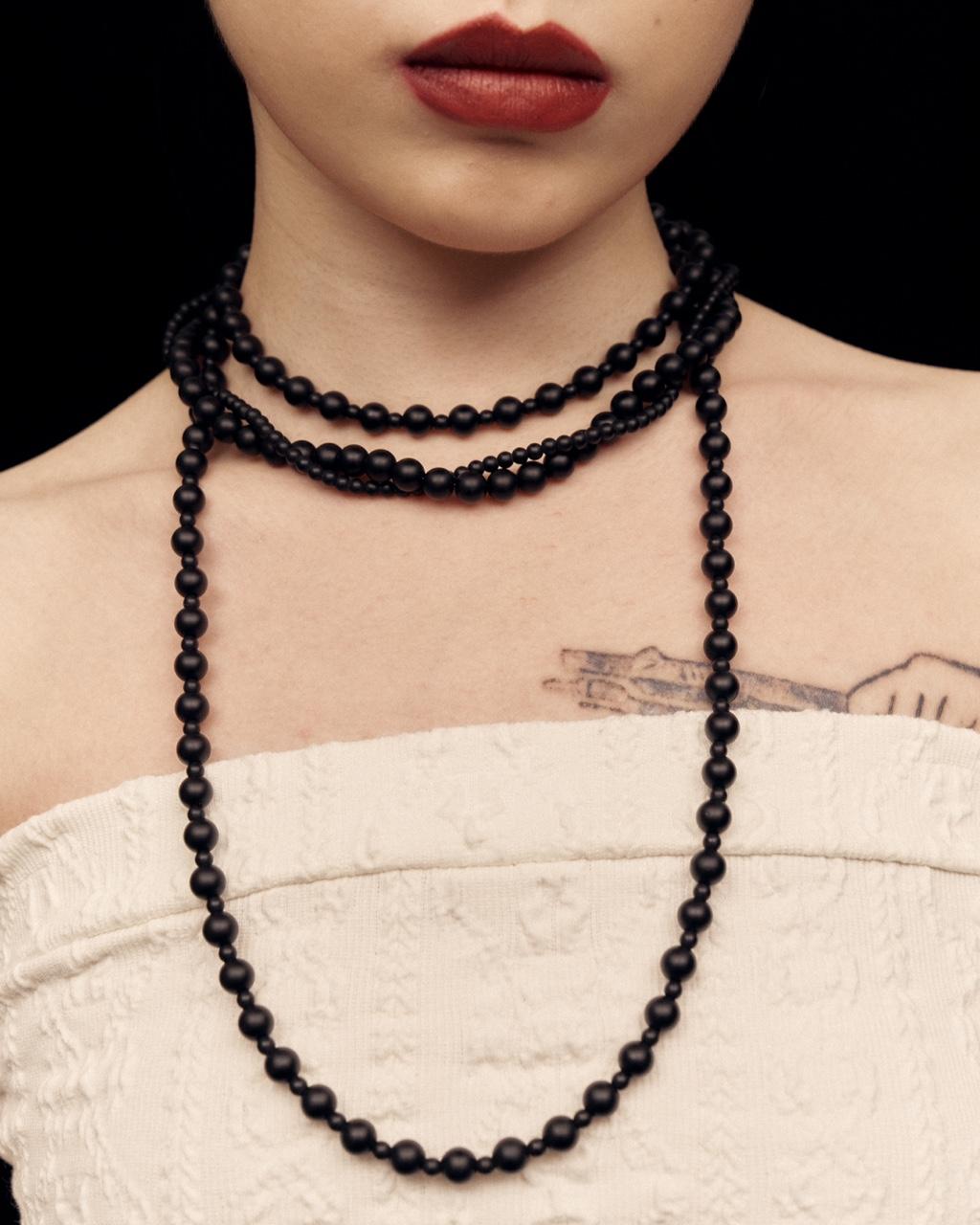 柳綠花紅 흑석 레이어드 목걸이 (허리체인) (3way)