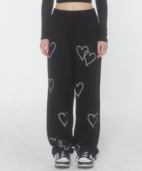 크리스탈 하트 2way 조거 - 블랙