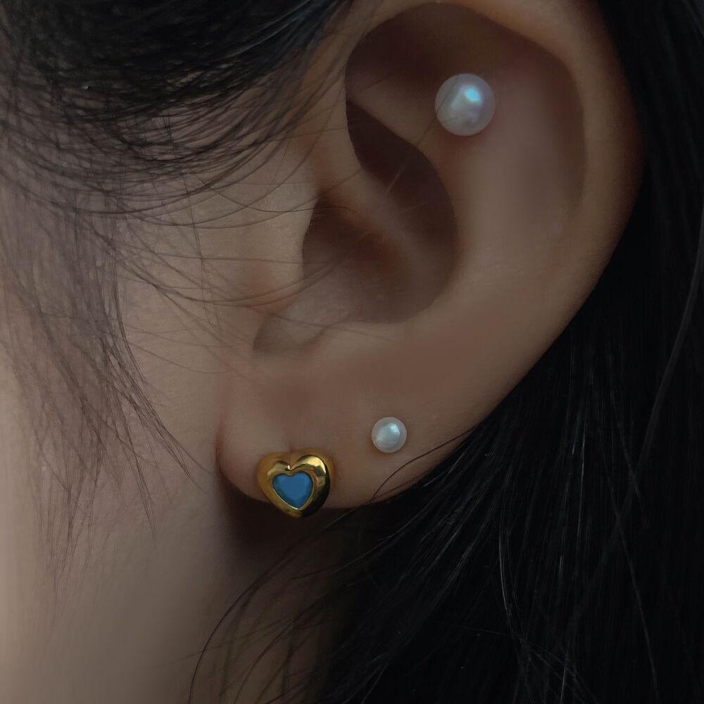 [92.5 silver]heart turquoise earrings